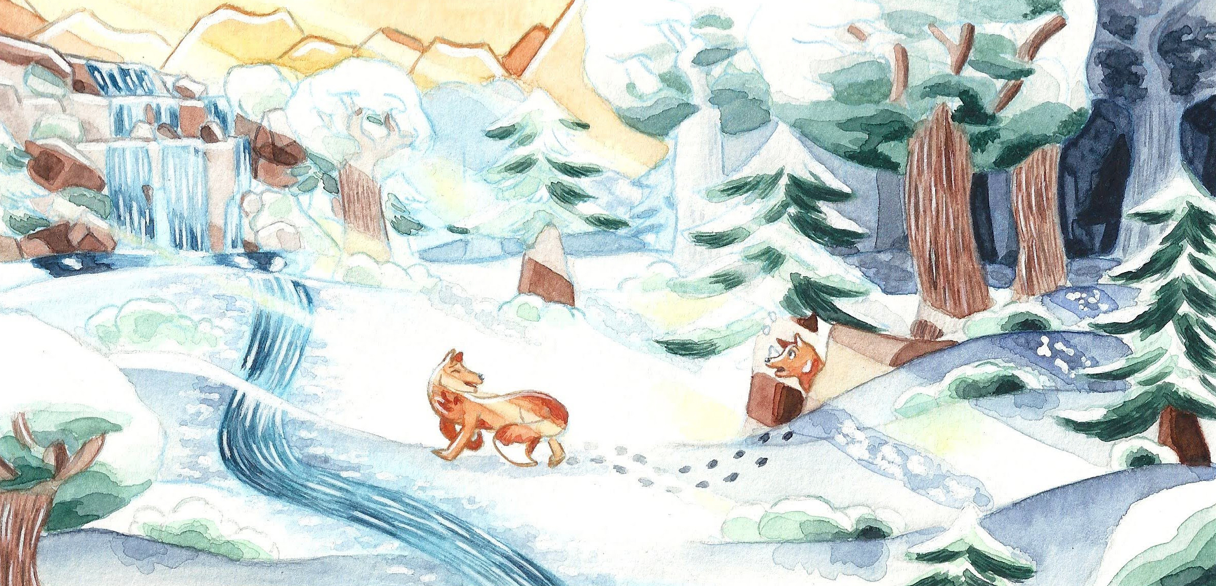 foxes in the morning snow